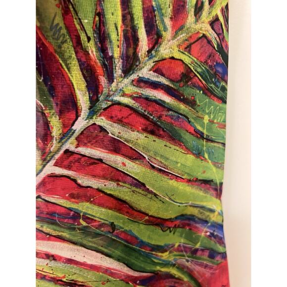 Designer Signed LEONA LOVEGROVE Colorful Ferns Tie Die Beach Long Scarf Wrap - Picture 7 of 7